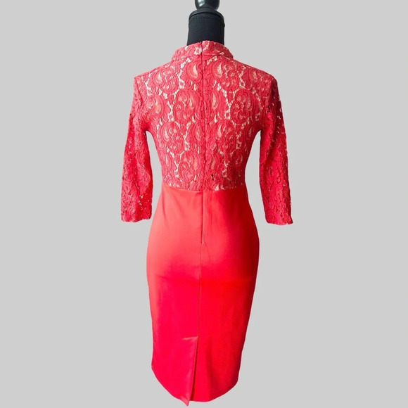 Another Story Red  Lace Choker Neck Evening Dress - Picture 3 of 16